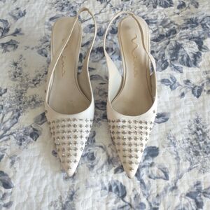 Nina Cream Beaded Star Slingback Heels